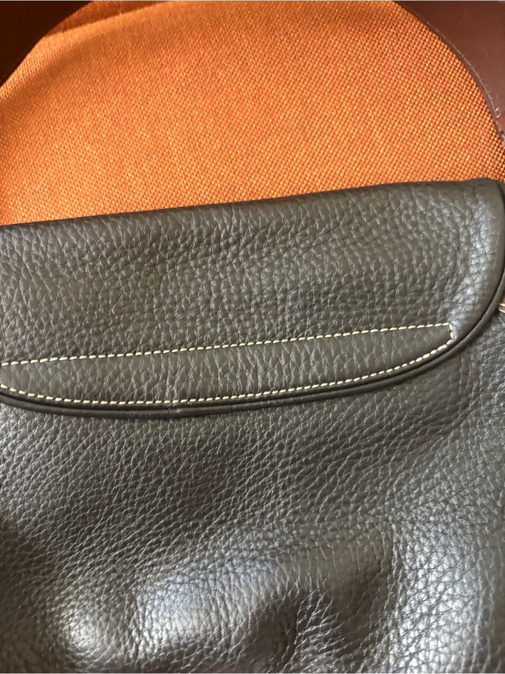 Dooney & Bourke Black Pebbled Leather Shoulder Bag with Brown Trim - Picture 2 of 6